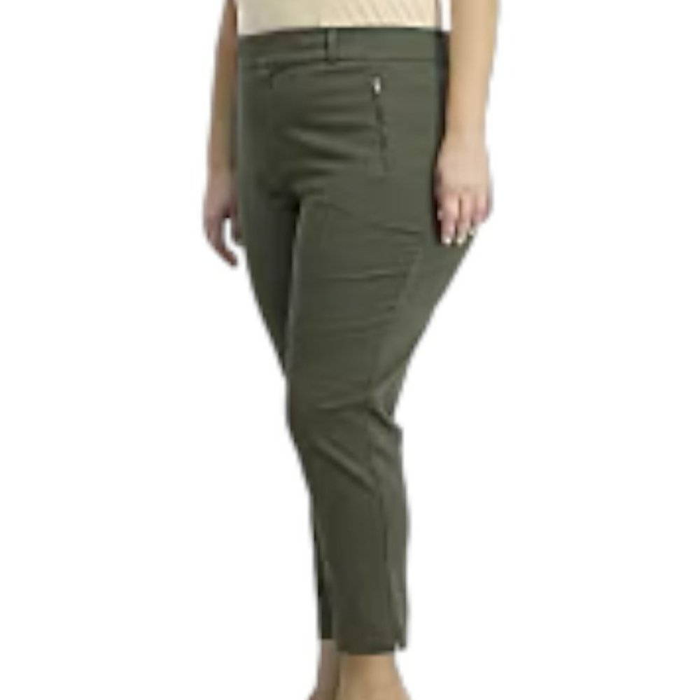 41 Hawthorn Francis Straight Leg Cotton Blend Ankle Pants - Olive Green - 22W